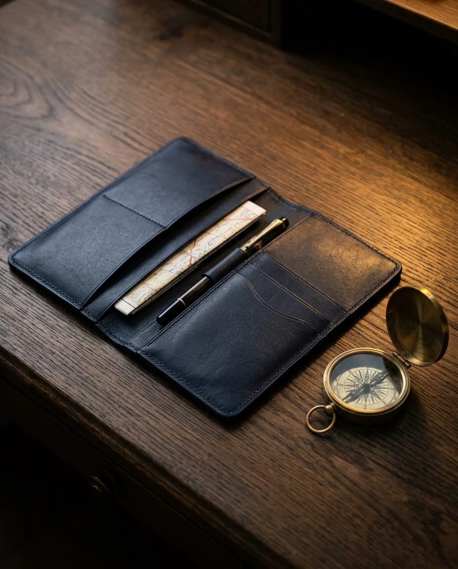 A travel journal and planning accessories